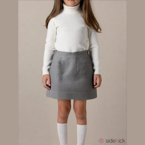 Tea Collection Girl's Size 7 Blue Gray Pinstripe Cotton Skirt